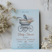 Invitation Baby shower de garçon classique Vintage bleu