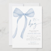 Invitation Baby shower de garçon Coquette Bow bleu (Devant)