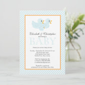 Invitation Baby shower de garçon couple de canards bleus mode (Debout devant)