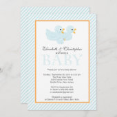 Invitation Baby shower de garçon couple de canards bleus mode (Devant / Derrière)