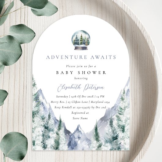 Invitation Baby shower de garçon d'aventure de la forêt d'hiv