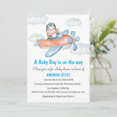 Invitation Baby shower de garçon d'avion Blue Peng (Debout devant)