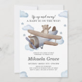 Invitation Baby shower de garçon d'avion Vintage bleu (Devant)