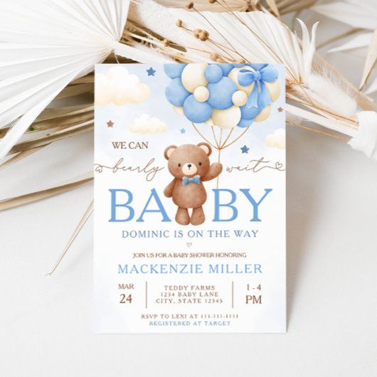 Invitation Baby shower de garçon de ballons de l'o