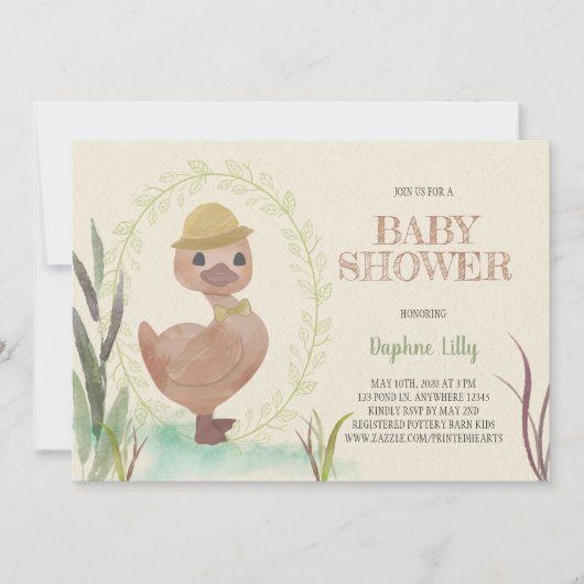 Invitation Baby shower de garçon de canard rustiqu (Devant)