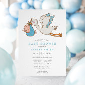 Invitation Baby shower de garçon de cigogne volant