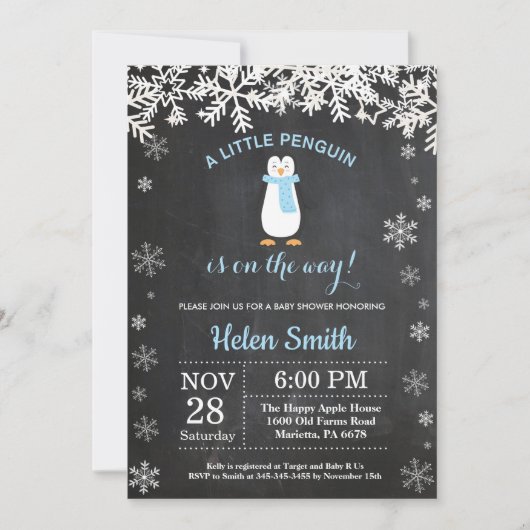 Invitation Baby shower de garçon de flocon de neige d'hiver (Devant)