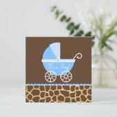 Invitation Baby shower de garçon de girafe de chariot de brun (Debout devant)