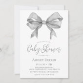 Invitation Baby shower de Garçon de Grey Bow (Devant)