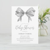 Invitation Baby shower de Garçon de Grey Bow (Debout devant)