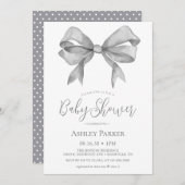 Invitation Baby shower de Garçon de Grey Bow (Devant / Derrière)