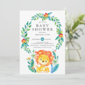 Invitation Baby shower de garçon de Jungle Lion (Debout devant)
