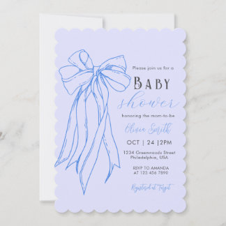 Invitation Baby shower de garçon de la coquette bleue dessiné