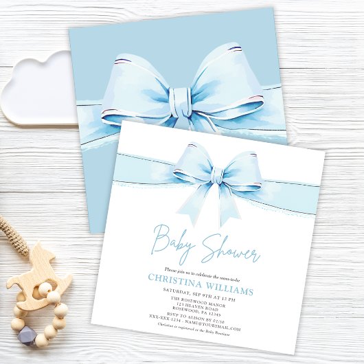 Invitation Baby shower de garçon de la cou bleu mou