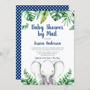Invitation Baby shower de garçon de la jungle Elephant Navy p