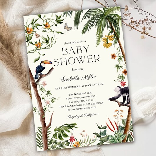 Invitation Baby shower de garçon de la jungle tropicale