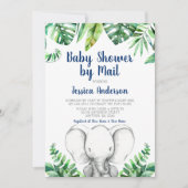 Invitation Baby shower de garçon de la marine Jungle Elephant (Devant)