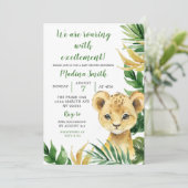 Invitation Baby shower de garçon de Lion Tropical (Debout devant)