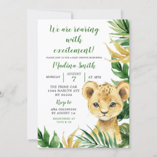 Invitation Baby shower de garçon de Lion Tropical