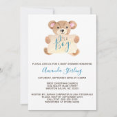Invitation Baby shower de garçon de l'ours en peluche (Devant)