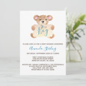 Invitation Baby shower de garçon de l'ours en peluche (Debout devant)