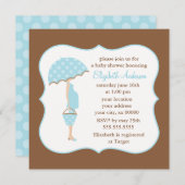 Invitation Baby shower de garçon de maman enceinte bleue (Devant / Derrière)