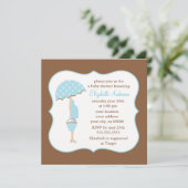 Invitation Baby shower de garçon de maman enceinte bleue (Debout devant)