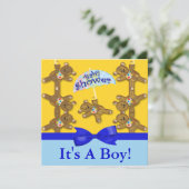 Invitation Baby shower de garçon de parapluie d'ours de (Debout devant)
