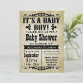 Invitation Baby shower de garçon de pays vintage (Debout devant)