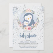 Invitation Baby shower de garçon de pingouin (Devant)