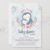 Invitation Baby shower de garçon de pingouin par courrier (Devant)