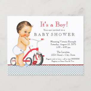 Invitation Baby shower de garçon de tricycle