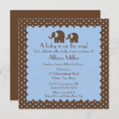 Invitation Baby shower de garçon d'éléphant de maman et de (Devant / Derrière)