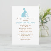 Invitation Baby shower de garçon des lapins bleus (Debout devant)