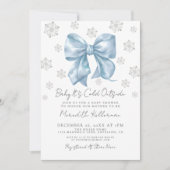 Invitation Baby shower de garçon d'hiver Blue Bow (Devant)