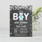 Invitation Baby shower de garçon d'hiver de l'ours polaire ru (Debout devant)