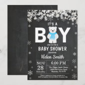 Invitation Baby shower de garçon d'hiver de l'ours polaire ru (Devant / Derrière)