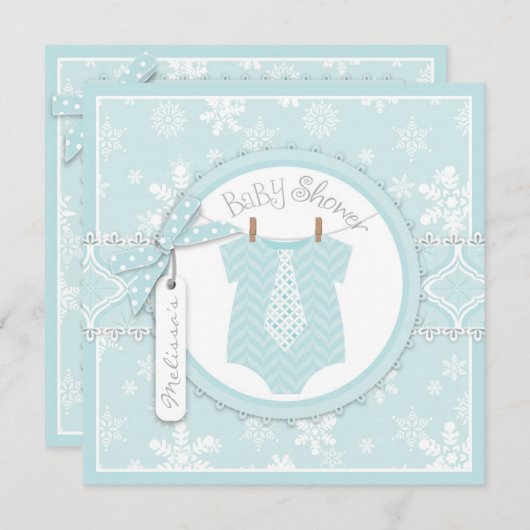 Invitation Baby shower de garçon d'impression de cravate et (Devant / Derrière)