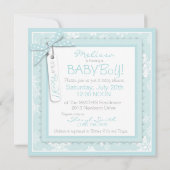 Invitation Baby shower de garçon d'impression de cravate et (Dos)