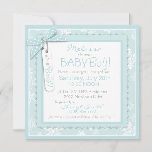 Invitation Baby shower de garçon d'impression de cravate et (Dos)