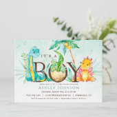Invitation Baby shower de garçon Dinosaur (Debout devant)