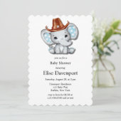 Invitation Baby shower de garçon éléphant Cowboy (Debout devant)