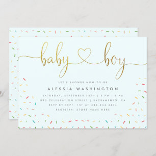 Invitation Baby shower de garçon en or Cute Confetti