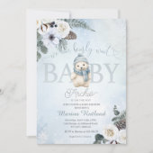 Invitation Baby shower de garçon en peluche d'hiver (Devant)