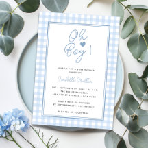 Baby shower de garçon En vichy bleu