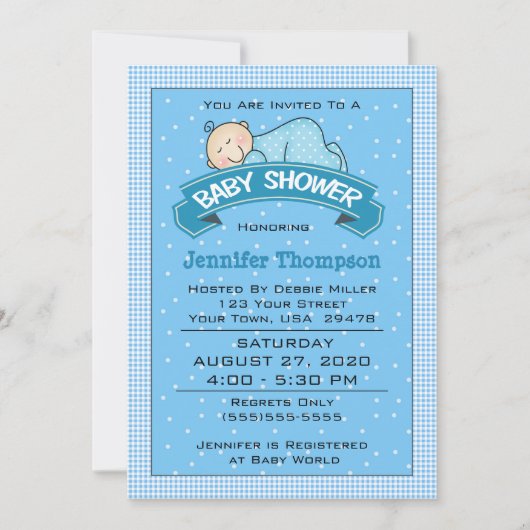 Invitation Baby shower de garçon endormi (Devant)