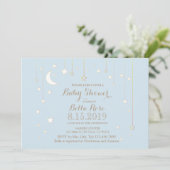 Invitation Baby shower de garçon étoilé Lune Bleue (Debout devant)