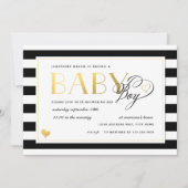 Invitation Baby shower de garçon Gold Faux Black & White (Devant)