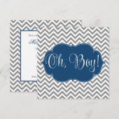 Invitation Baby shower de Garçon gris bleu de la marine moder (Devant / Derrière)