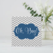 Invitation Baby shower de Garçon gris bleu de la marine moder (Debout devant)